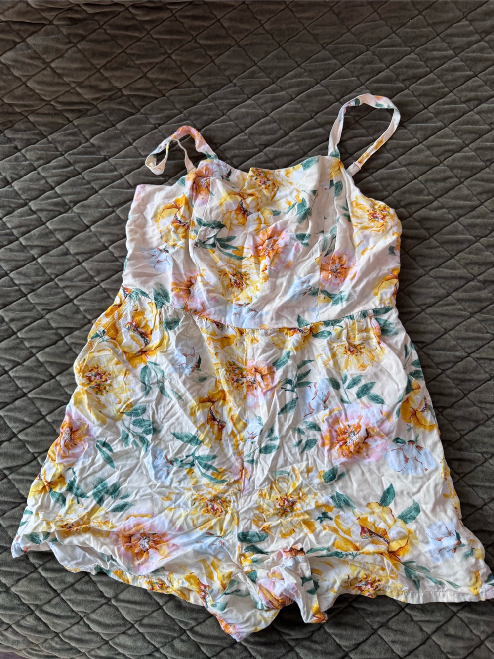 Floral Yellow & Green romper
